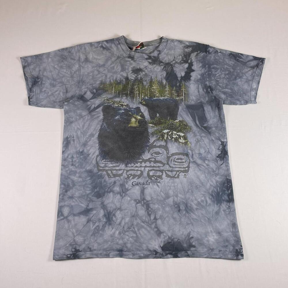 Vintage Tie Dye Bear Nature Scene Tee | Made in Canada | L